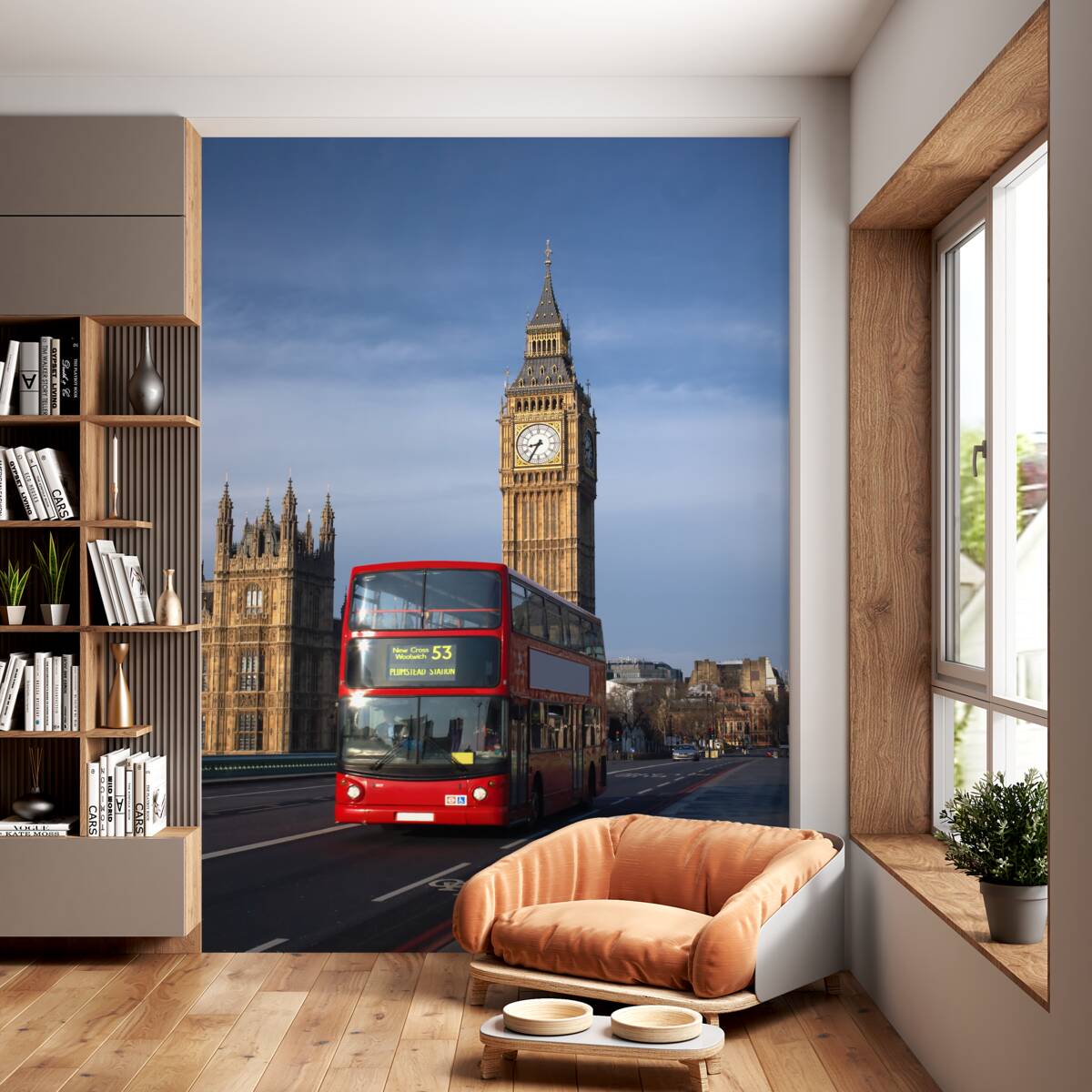 Fototapeta z Big Bena odjeżdża autobus osobowy