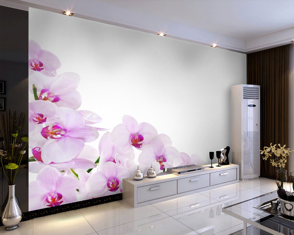 Fototapeta gałęzie jasnej orchidei na białym tle