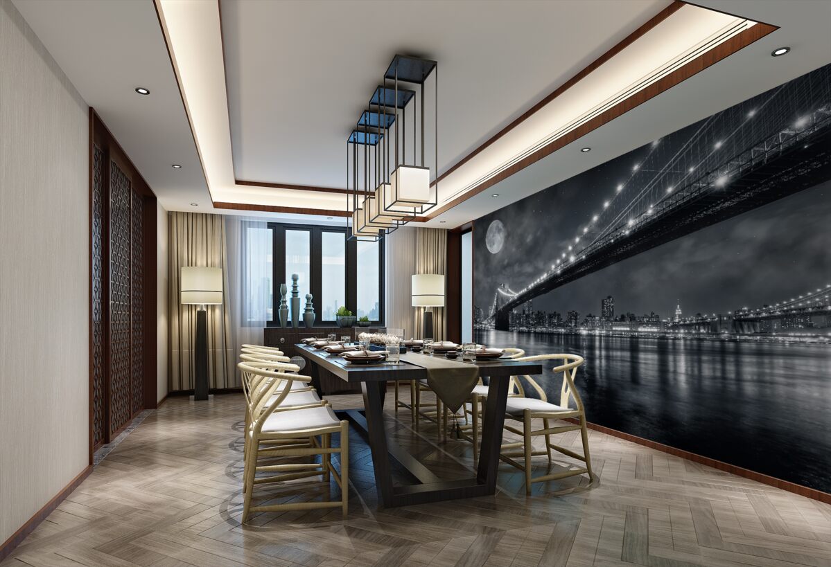 Fototapeta noc i podświetlony most Manhattan