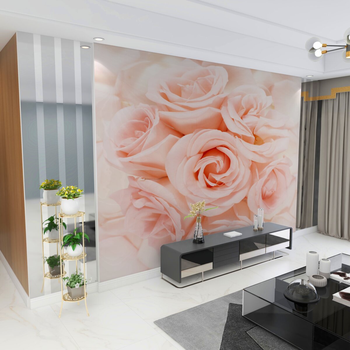 Fototapeta delikatny bukiet brzoskwiniowych róż w pąku