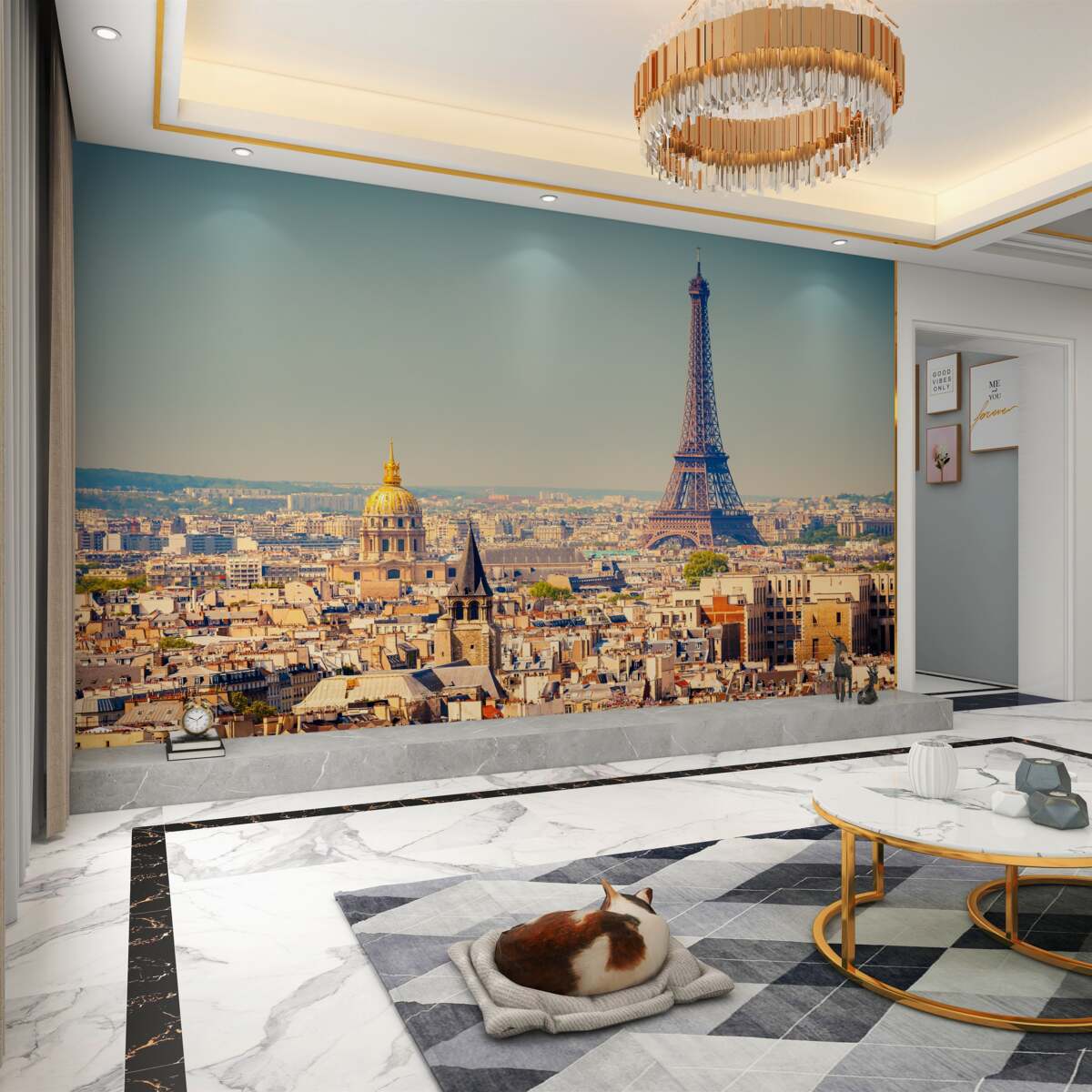 Fototapeta Nad wielkim miastem góruje Wieża Eiffla