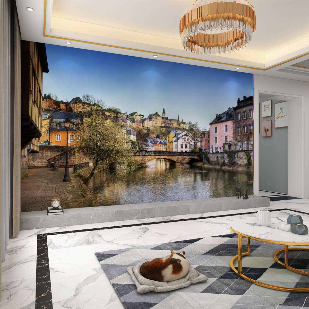 Fototapeta most do starego miasta po drugiej stronie rzeki