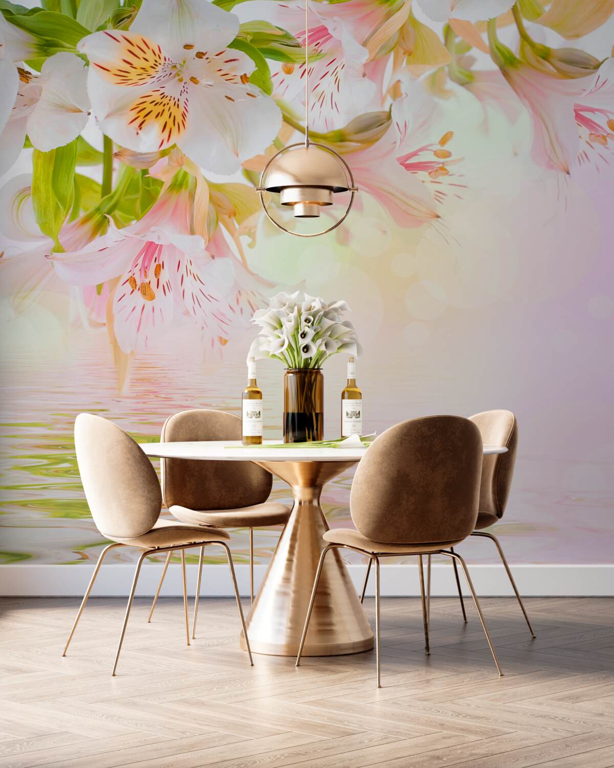 Fototapeta delikatne biało-różowe kwiaty docierają do wdowy