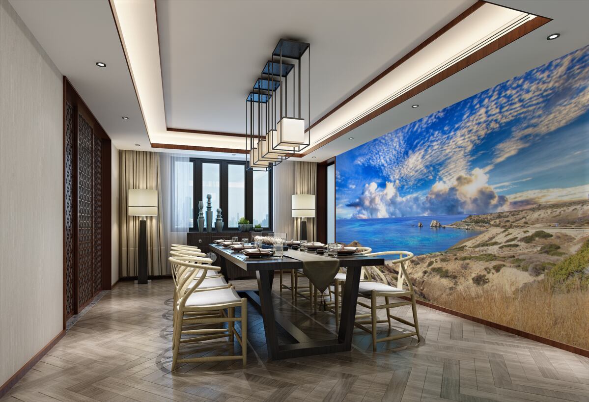 Fototapeta chmury cirrus na skraju lądu i oceanu