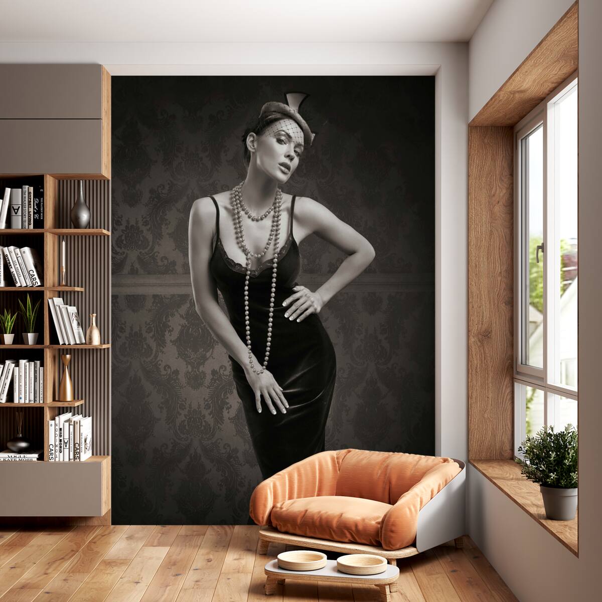 Fototapeta dziewczyna pozuje na zdjęciu z lat 60-tych