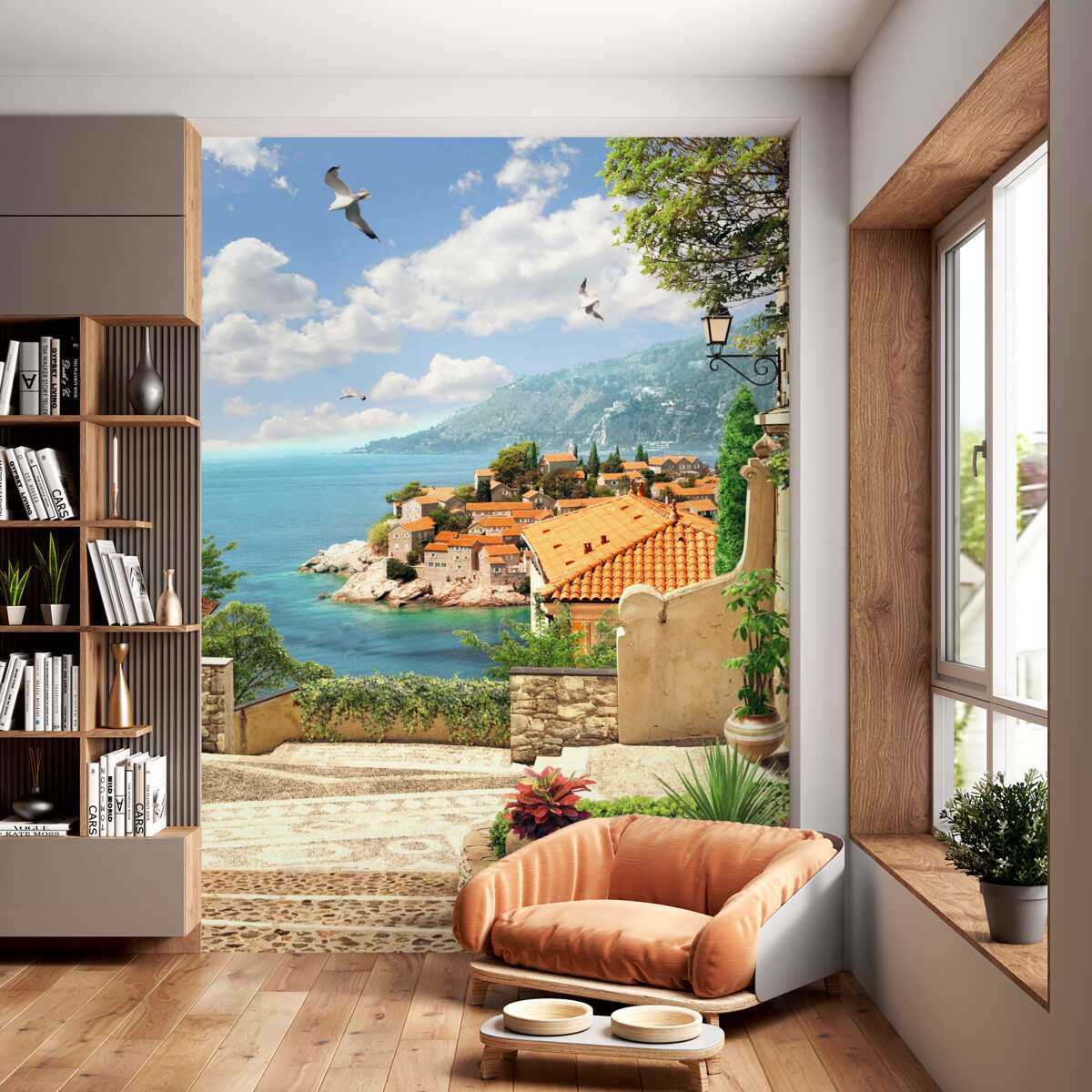 Fototapeta piękna sceneria starego miasta nad wodą