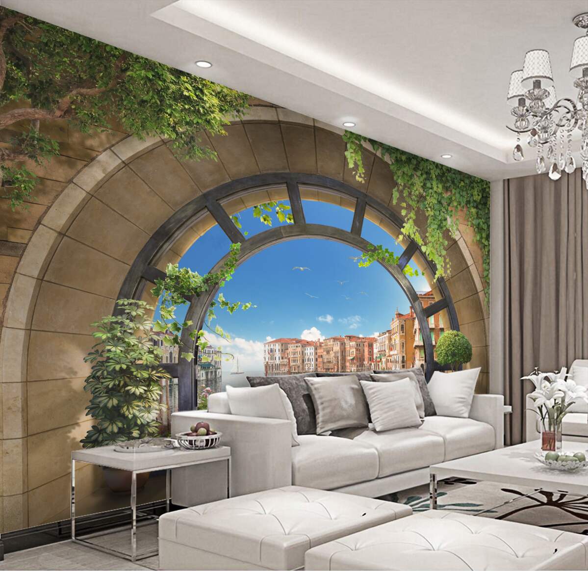 Fototapeta okrągłe łuki przy przystani łodzi