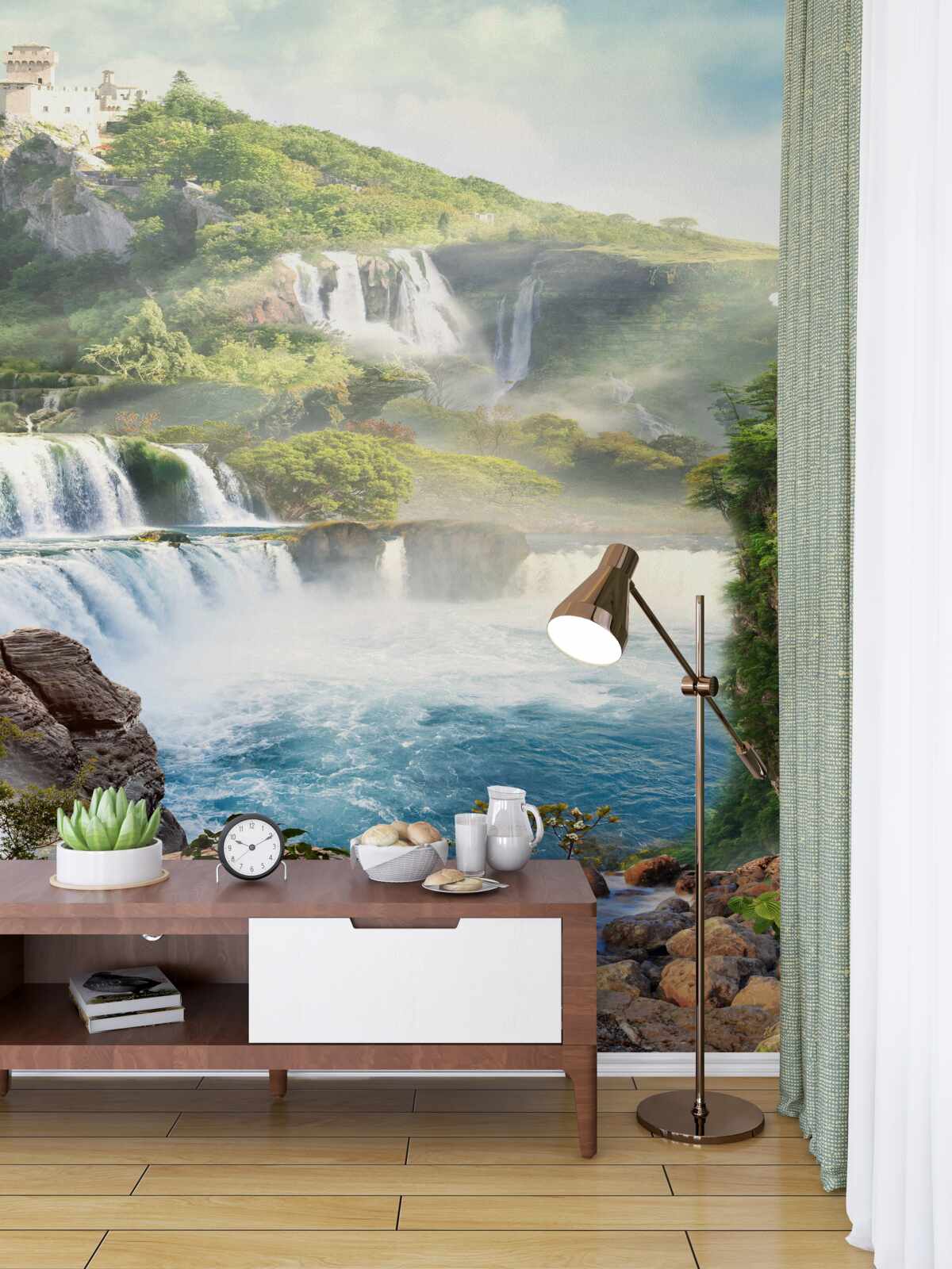 Fototapeta kaskada licznych wysokich wodospadów