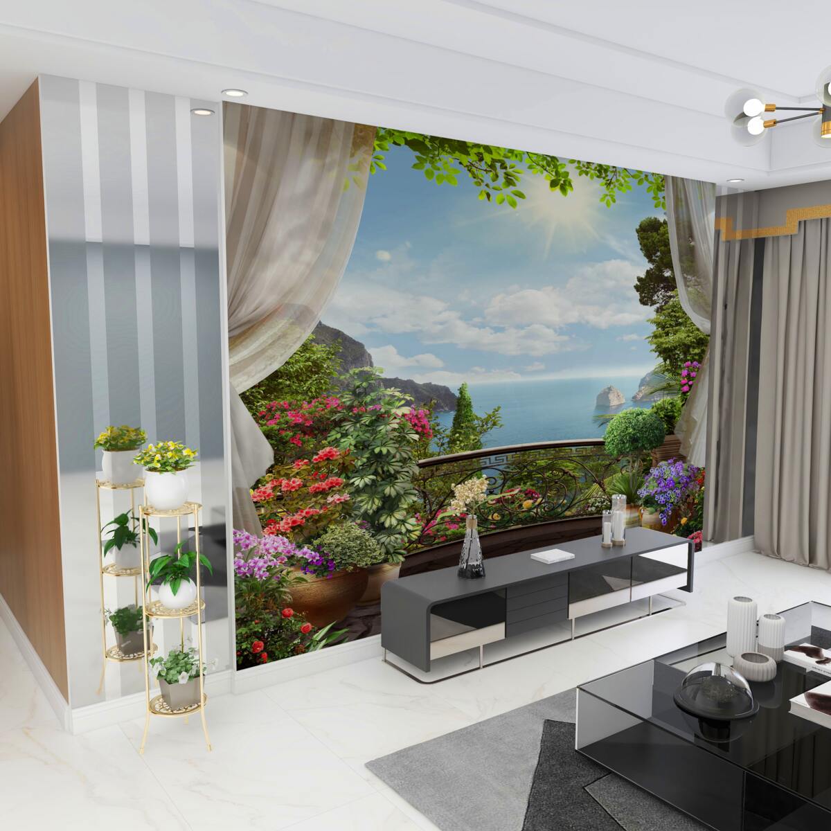 Fototapeta bezkresny ocean i klify z balkonu