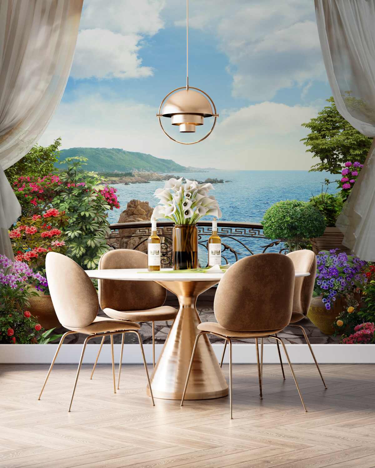 Fototapeta balkon z pięknym widokiem na ocean