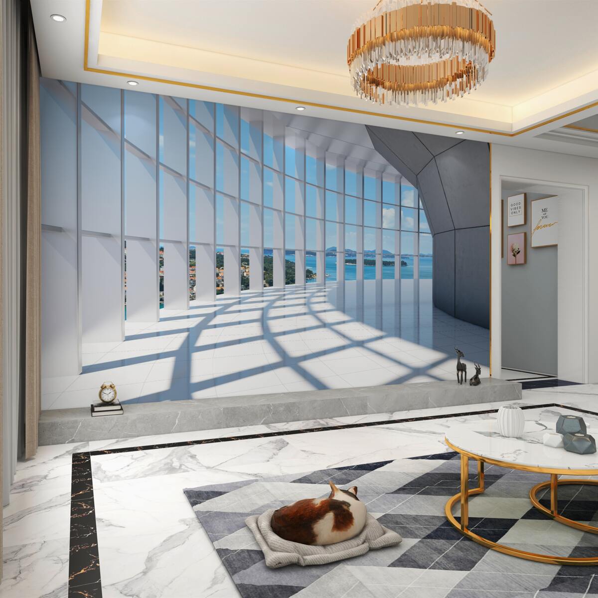 Fototapeta elegancki korytarz wyjściowy z pięknym widokiem