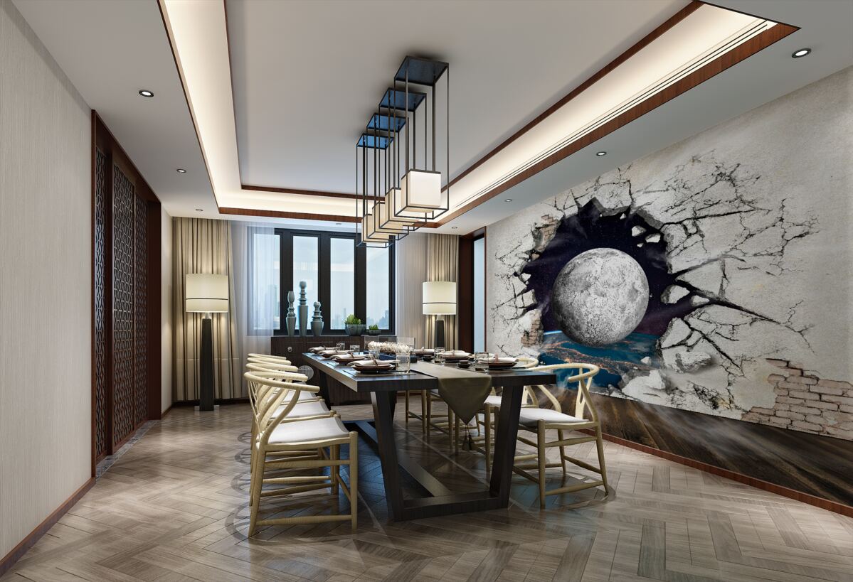 Fototapeta księżyc przełamuje białą ścianę