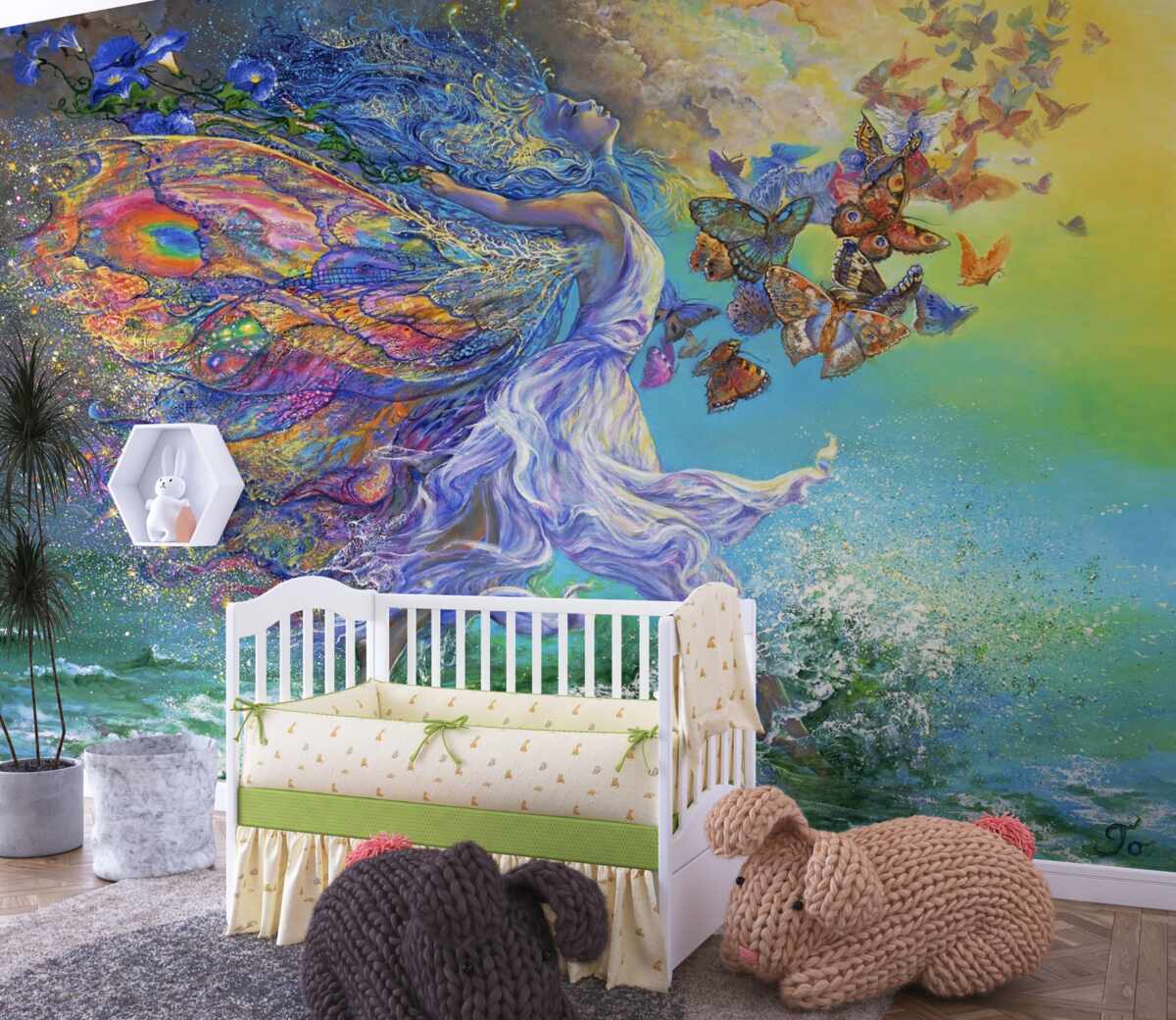 Fototapeta motyle w pobliżu abstrakcji fal morskich