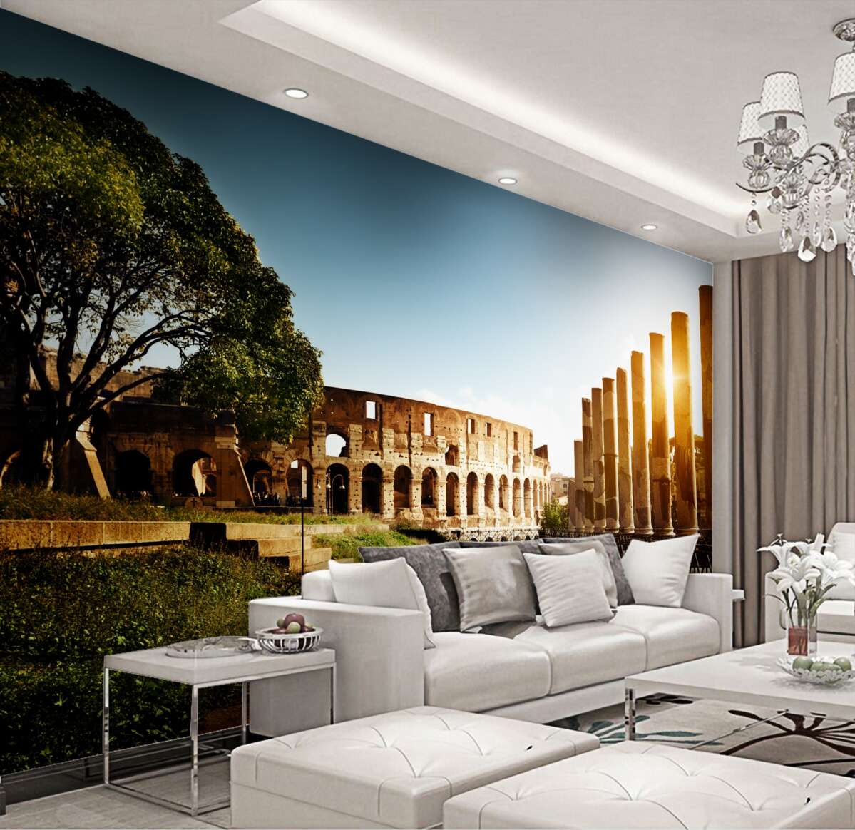 Fototapeta starożytne rzymskie sale o zachodzie słońca