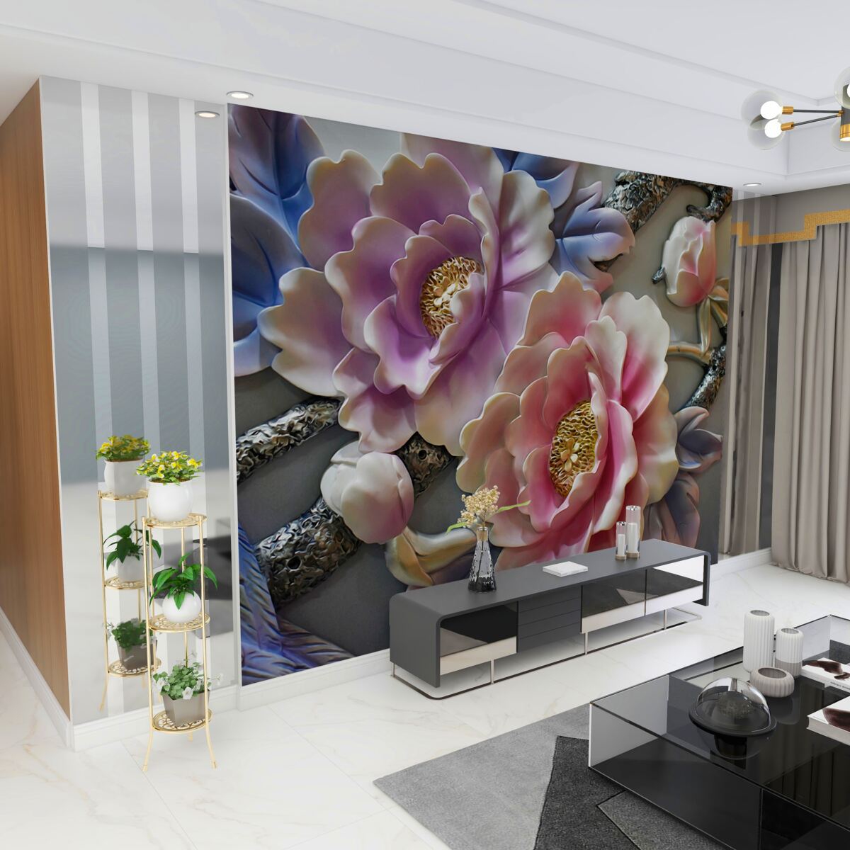 Fototapeta jasnoróżowe i liliowe pąki