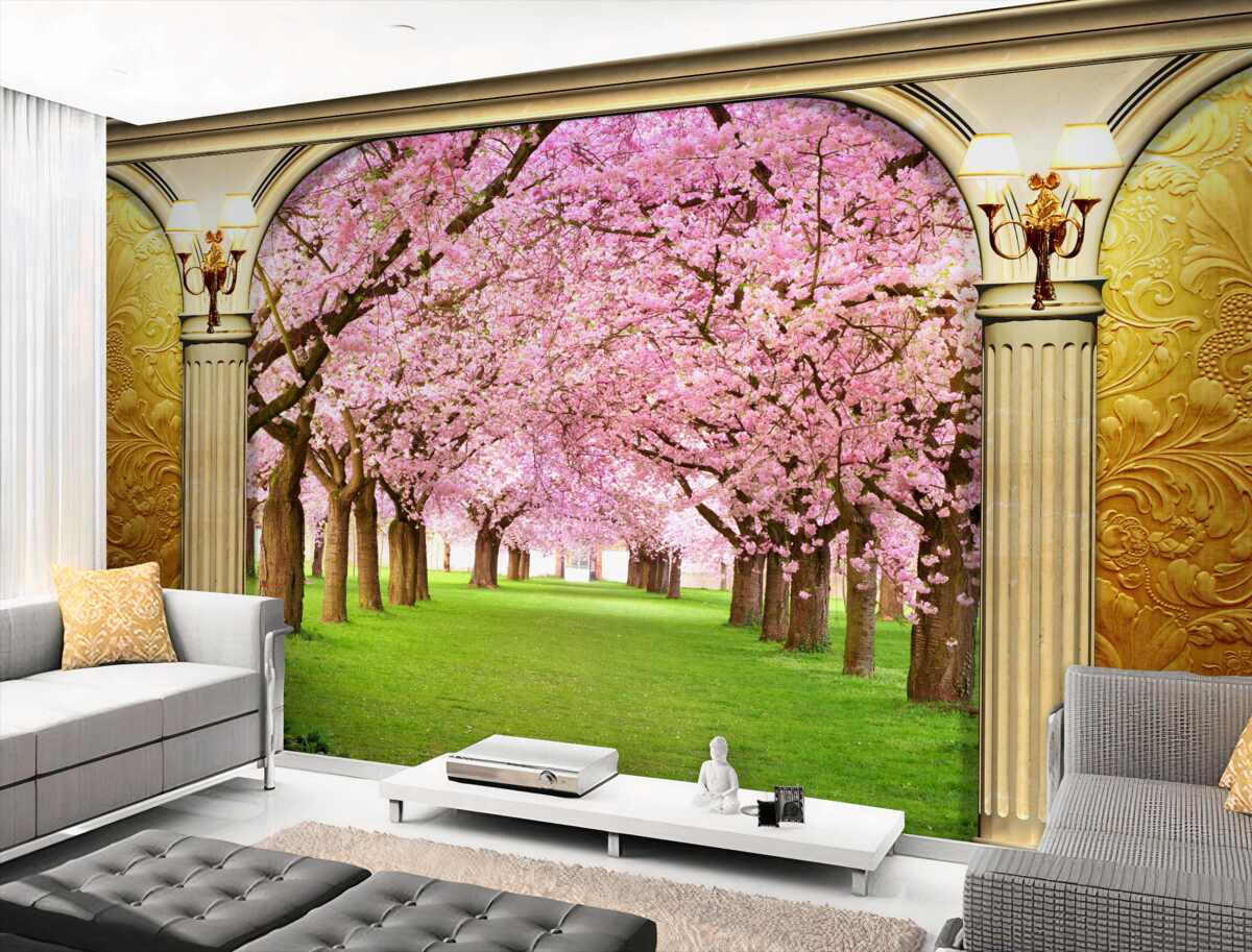 Fototapeta łuk z dostępem do alei Sakura