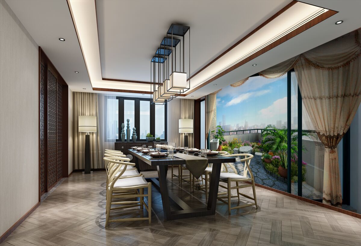 Fototapeta balkon z pięknym widokiem na letnie miasto