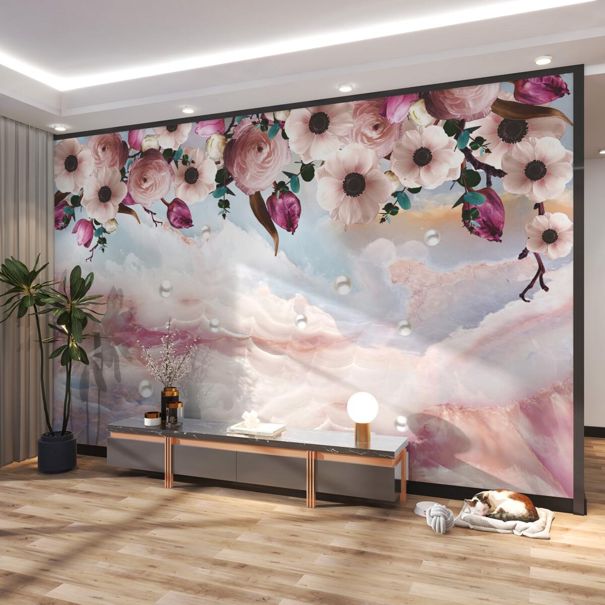 Fototapeta gęste pąki wiszą nad niebem