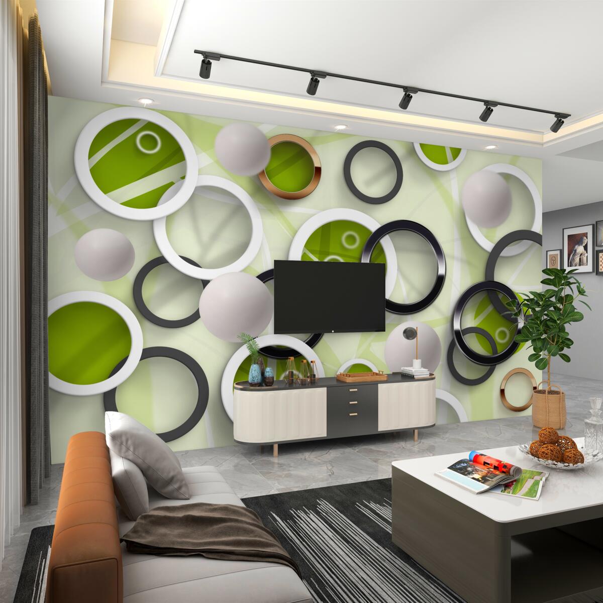 Fototapeta kółka z zieloną abstrakcją