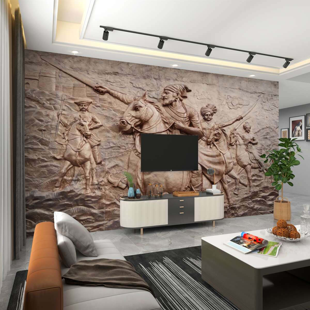 Fototapeta konni wojownicy idący w bitwie, płaskorzeźba