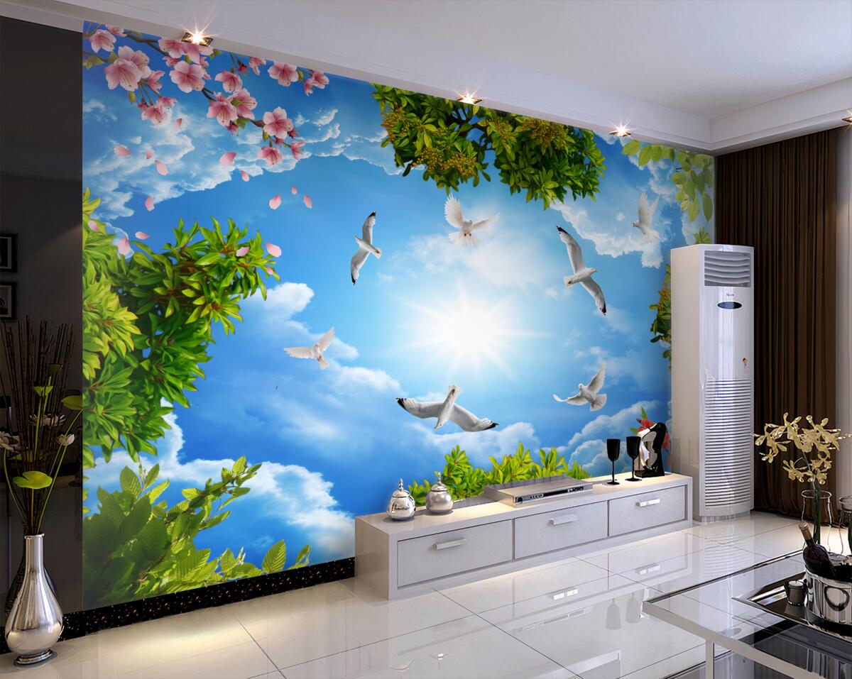 Fototapeta ptaki cieszące się słonecznym dniem w lesie