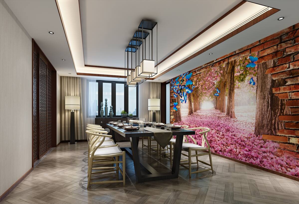 Fototapeta motyle cieszące się kwiatami sakury