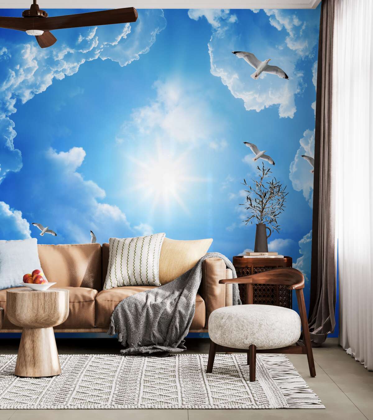 Fototapeta jasne popołudniowe słońce na błękitnym niebie