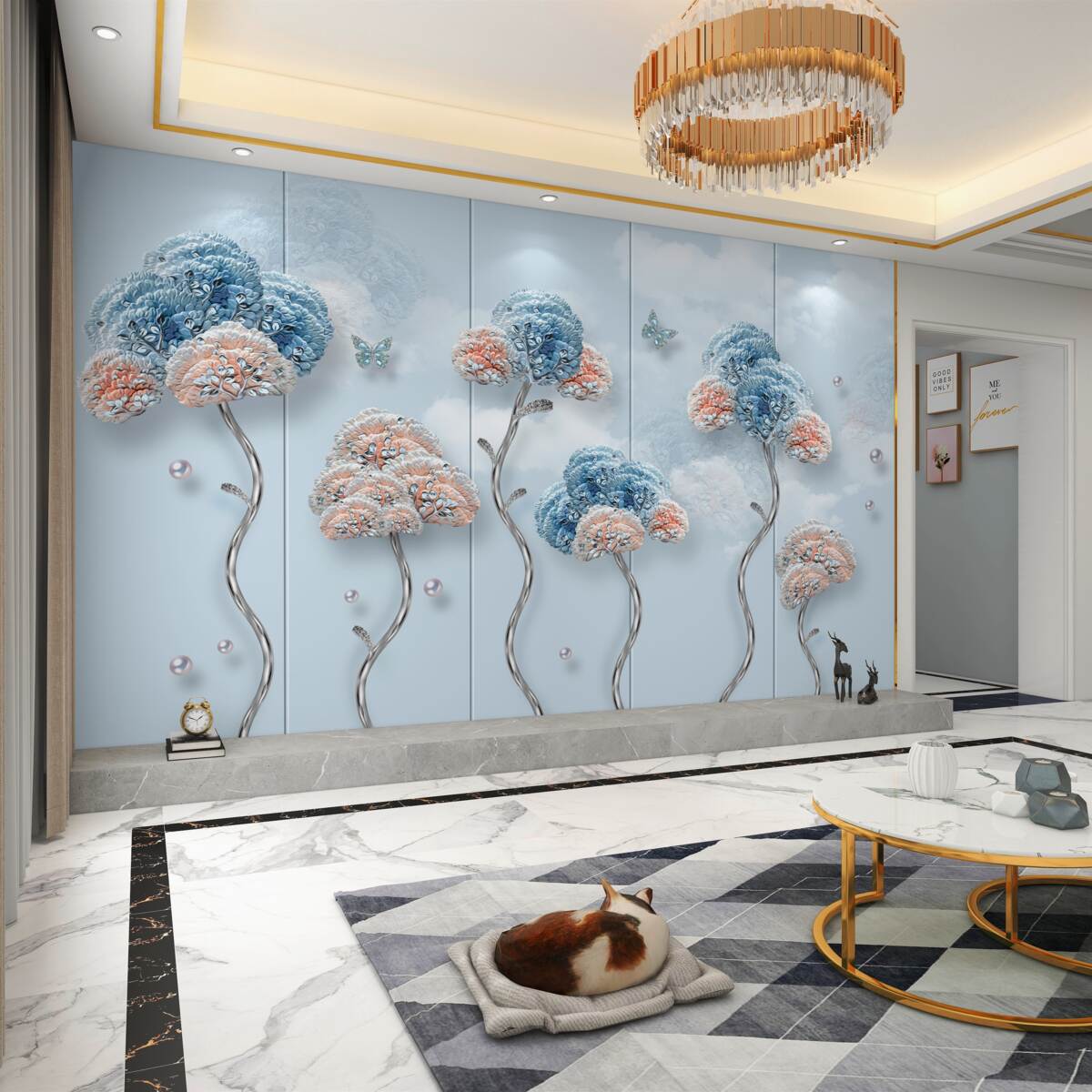 Fototapeta bukiety hortensji na pionowym talerzu