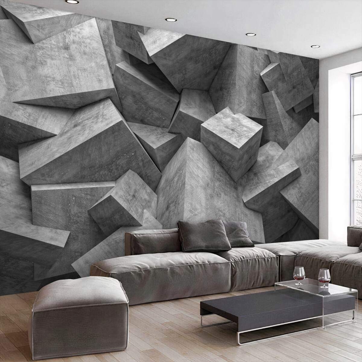 Fototapeta szare wolumetryczne kształty geometryczne