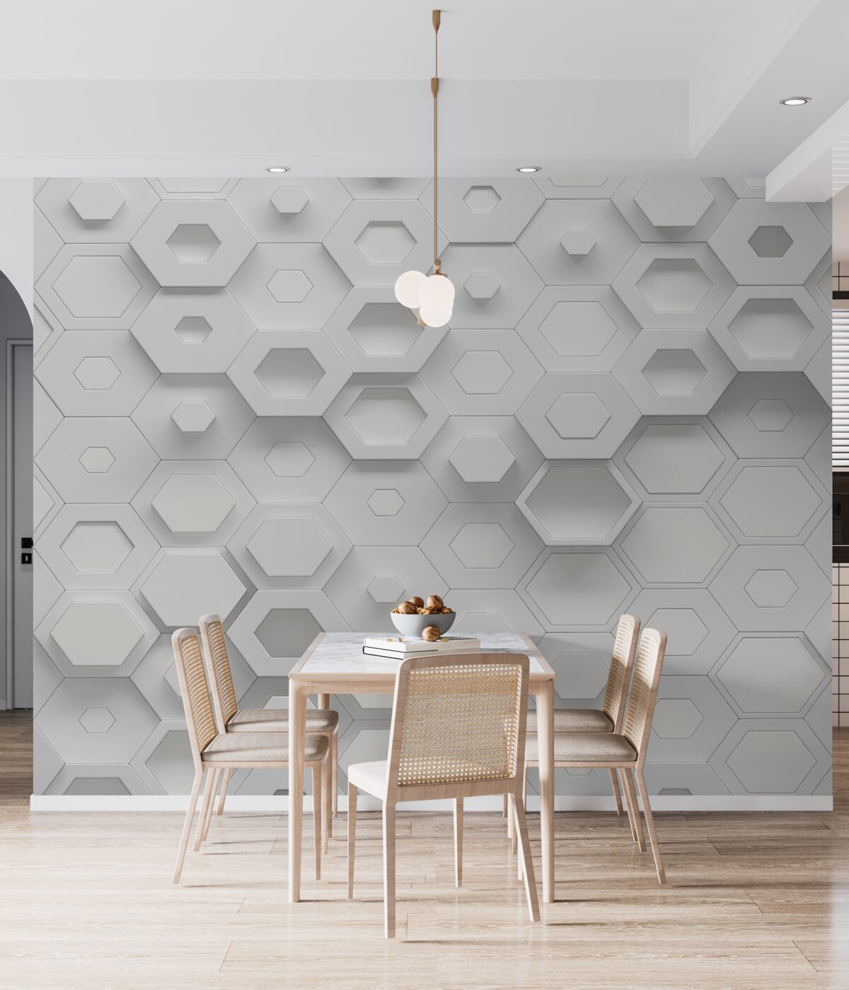 Fototapeta białe trójwymiarowe wzory