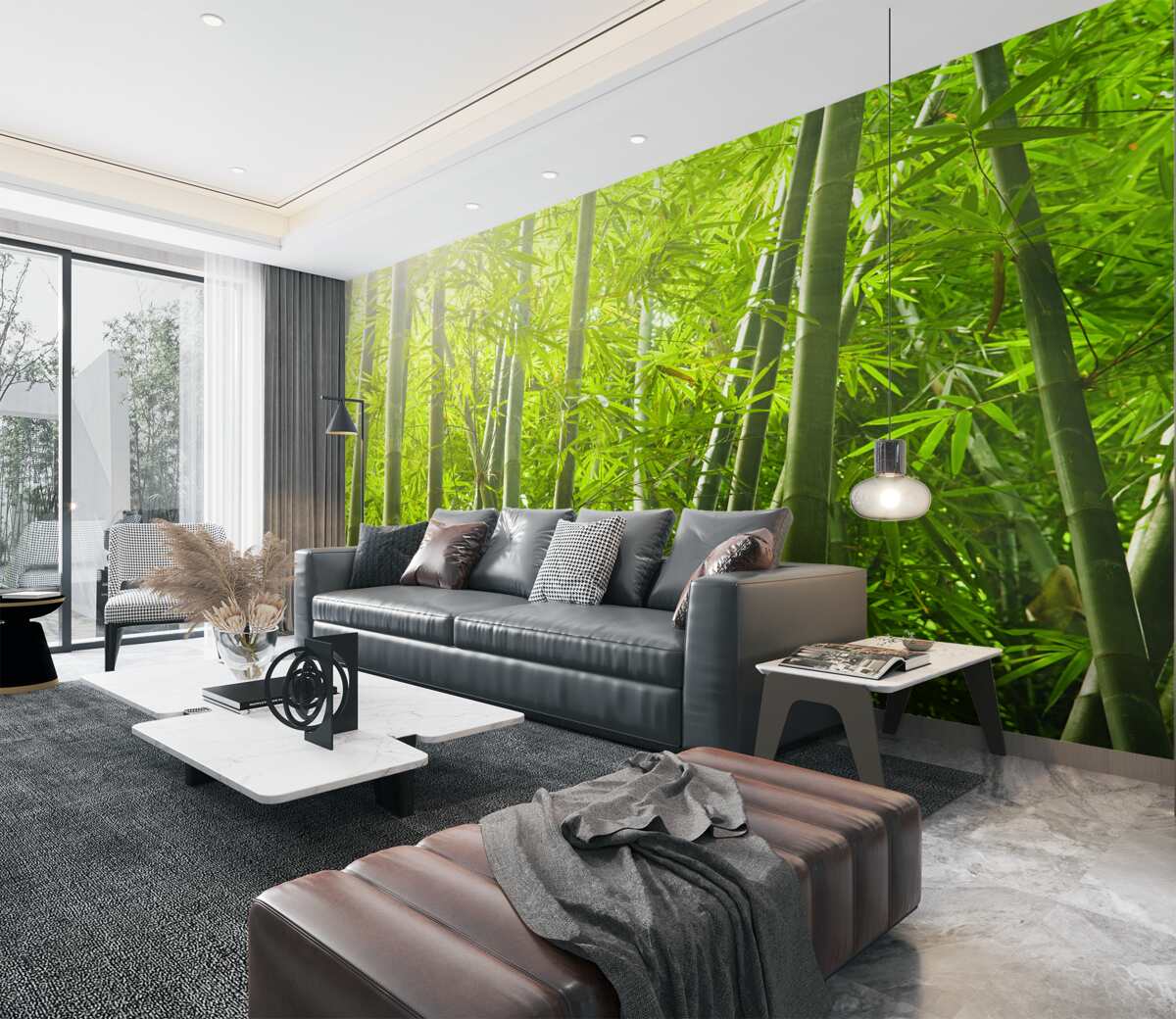 Fototapeta gęsty las bambusowy