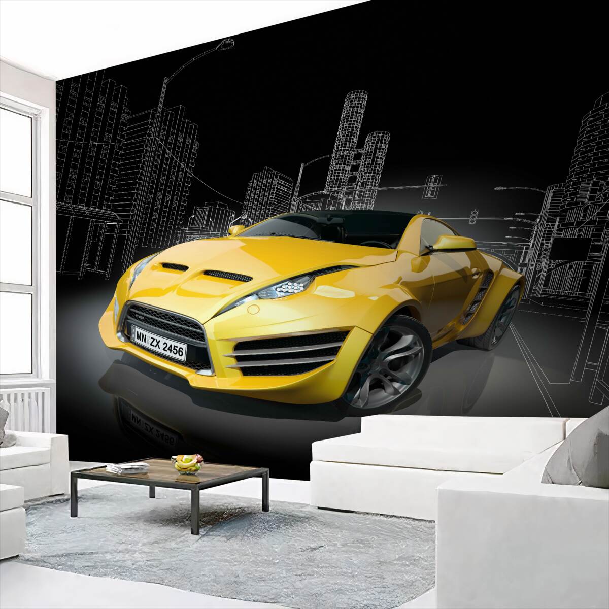 Fototapeta żółty samochód sportowy