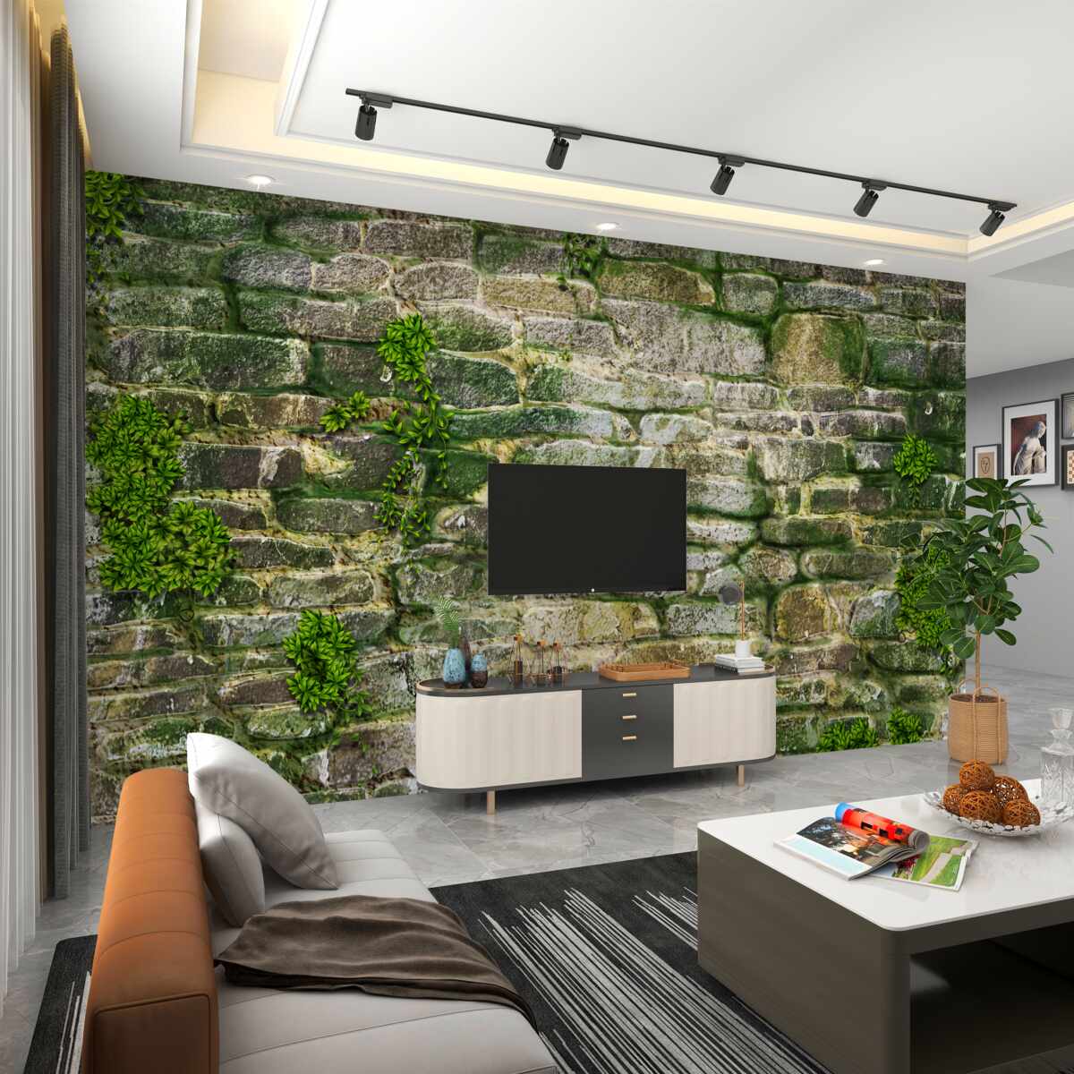 Fototapeta mech na starej kamiennej ścianie