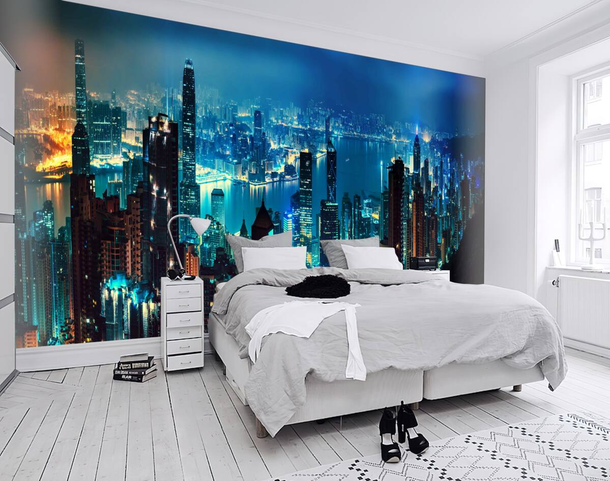 Fototapeta nocny widok na duże miasto