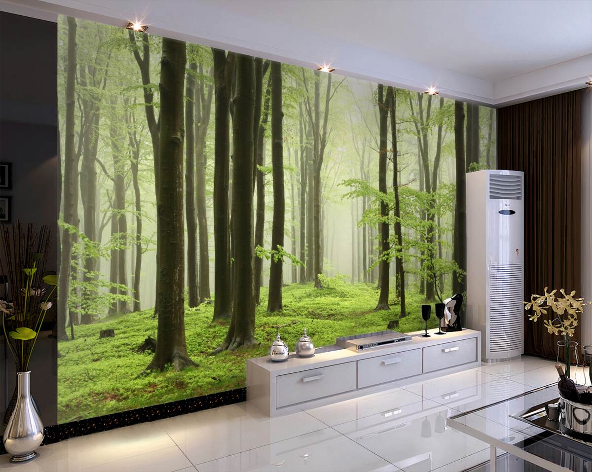 Fototapeta drzewa w gęstym lesie