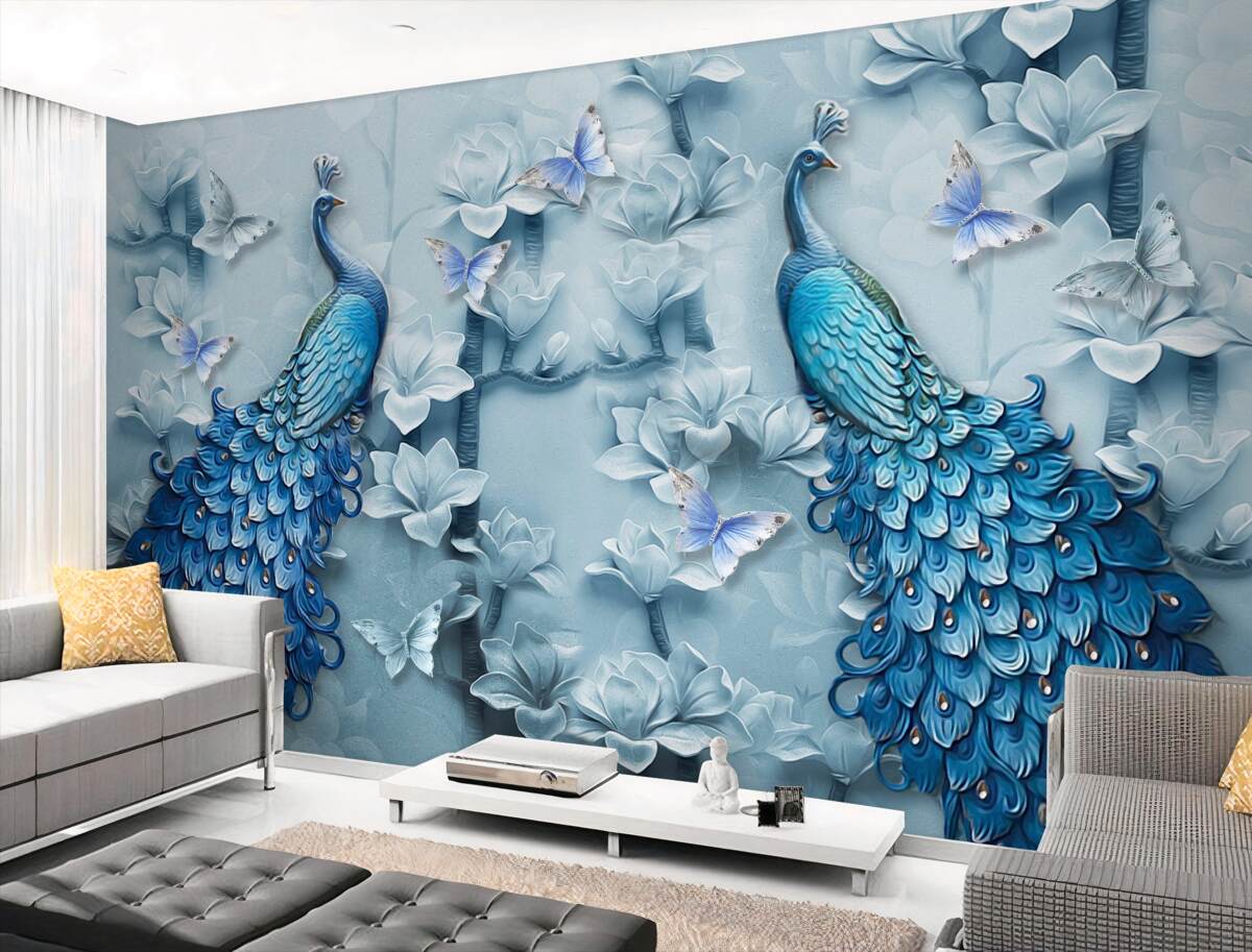 Fototapeta dwa piękne pawie