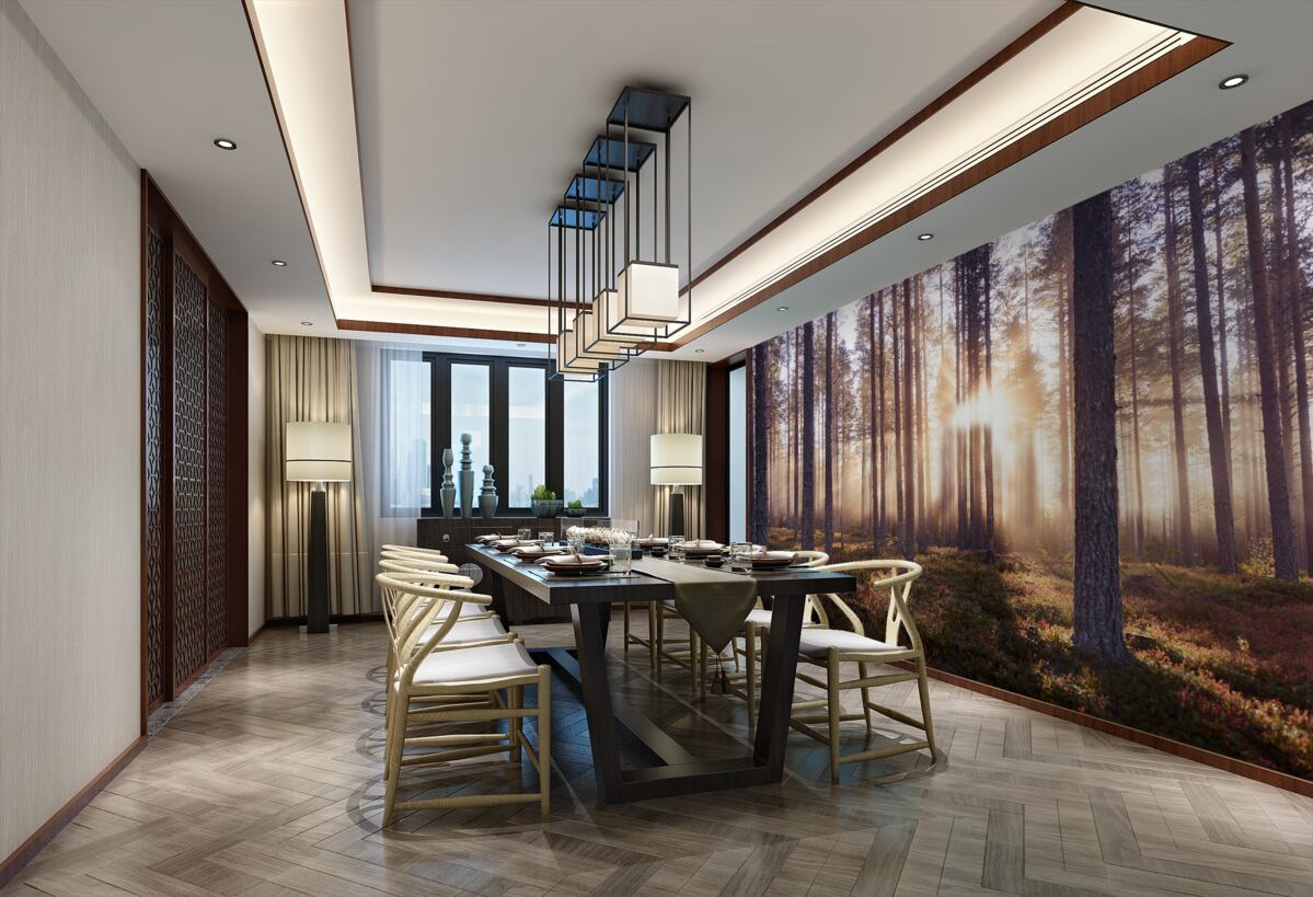 Fototapeta świt w lesie