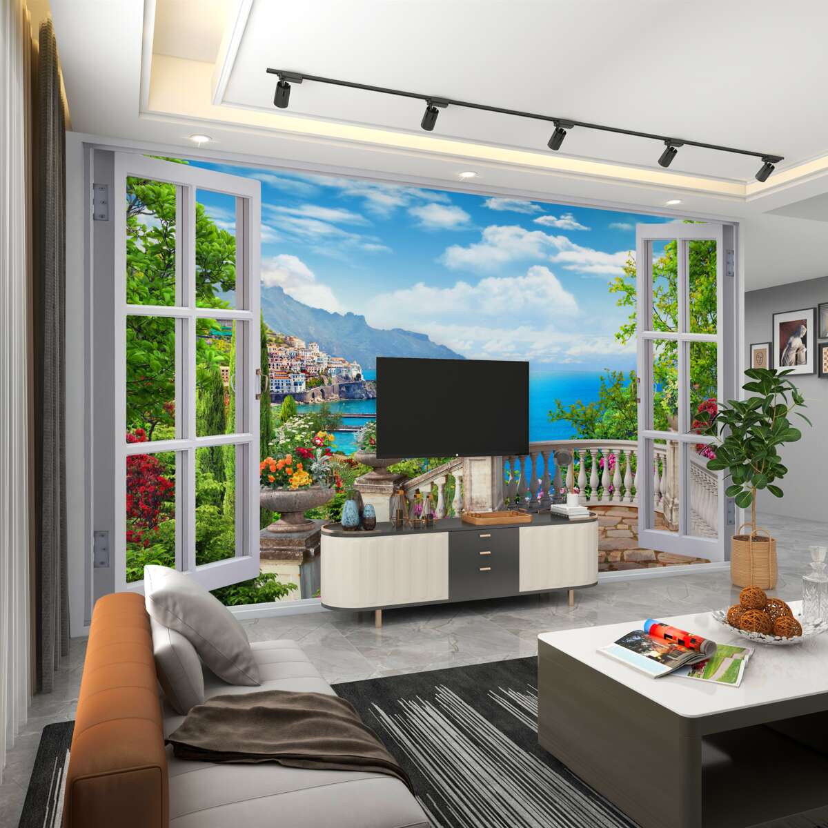 Fototapeta dom w lesie z tarasem