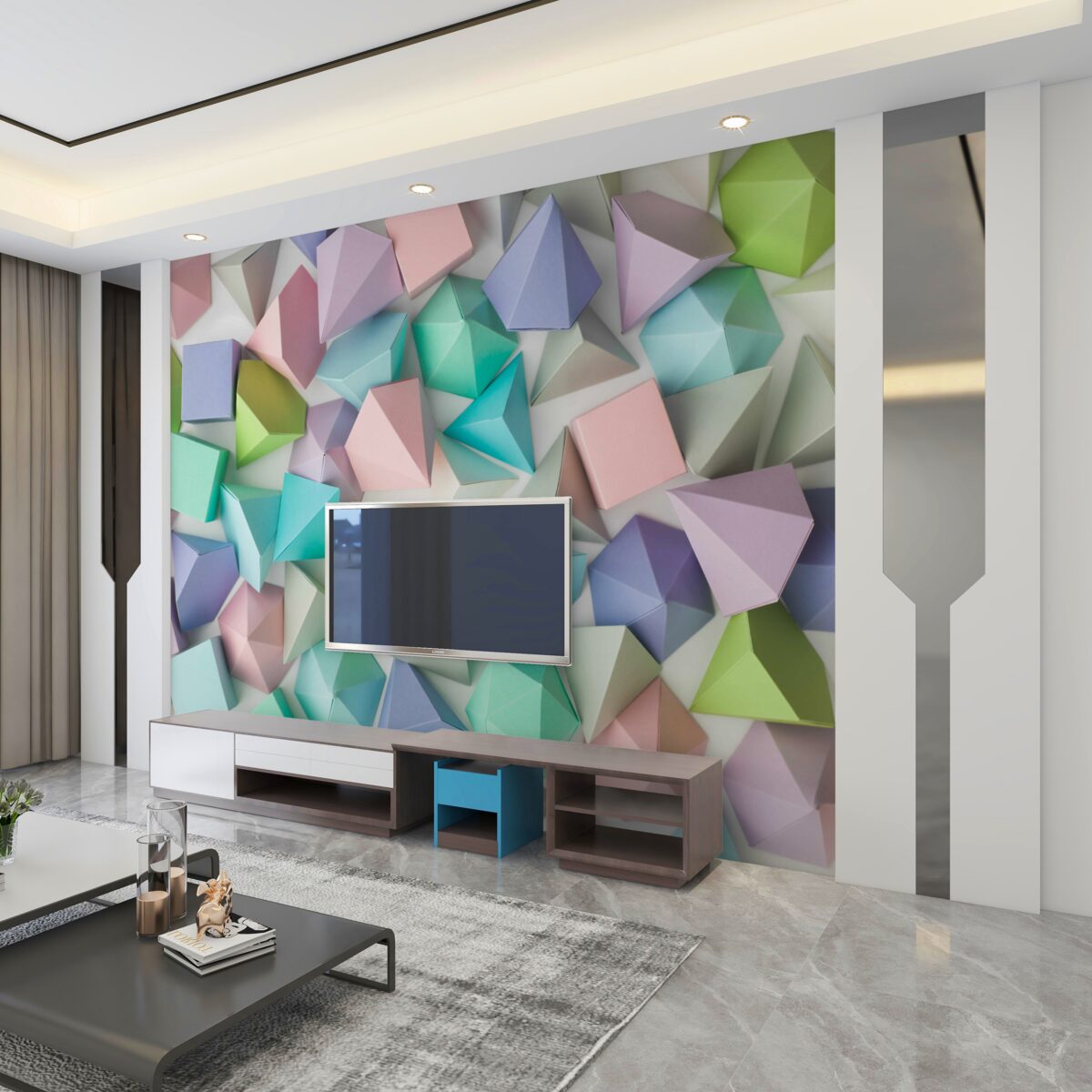 Fototapeta wielokolorowe geometryczne figury wolumetryczne