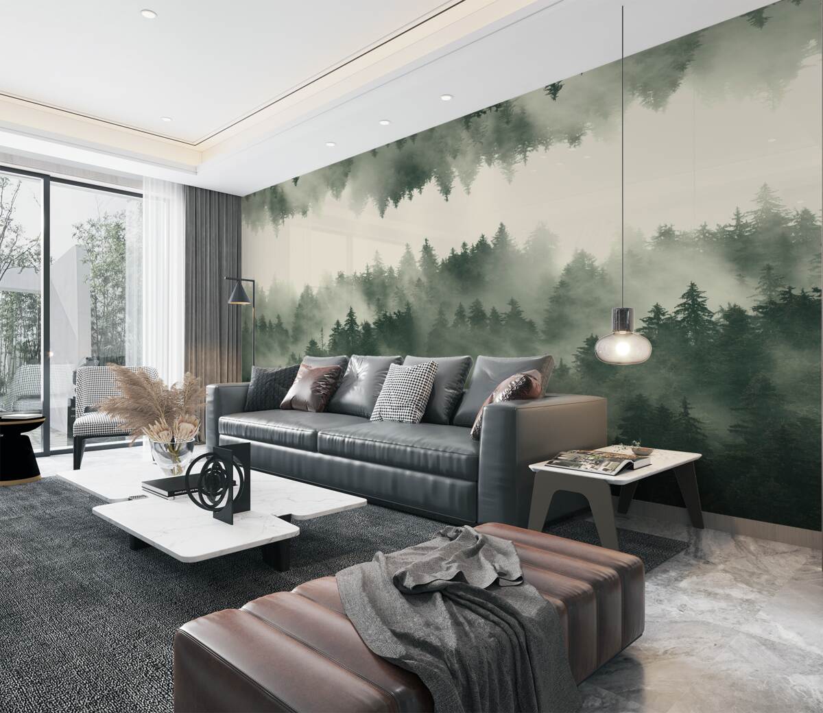 Fototapeta gęsty las we mgle