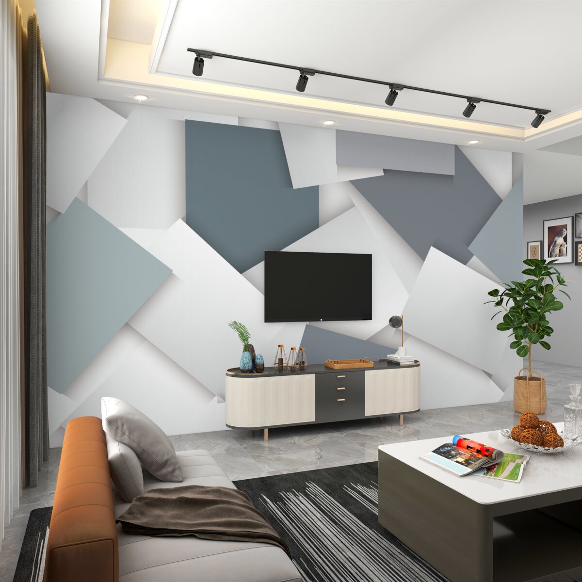 Fototapeta białe i szare kwadraty