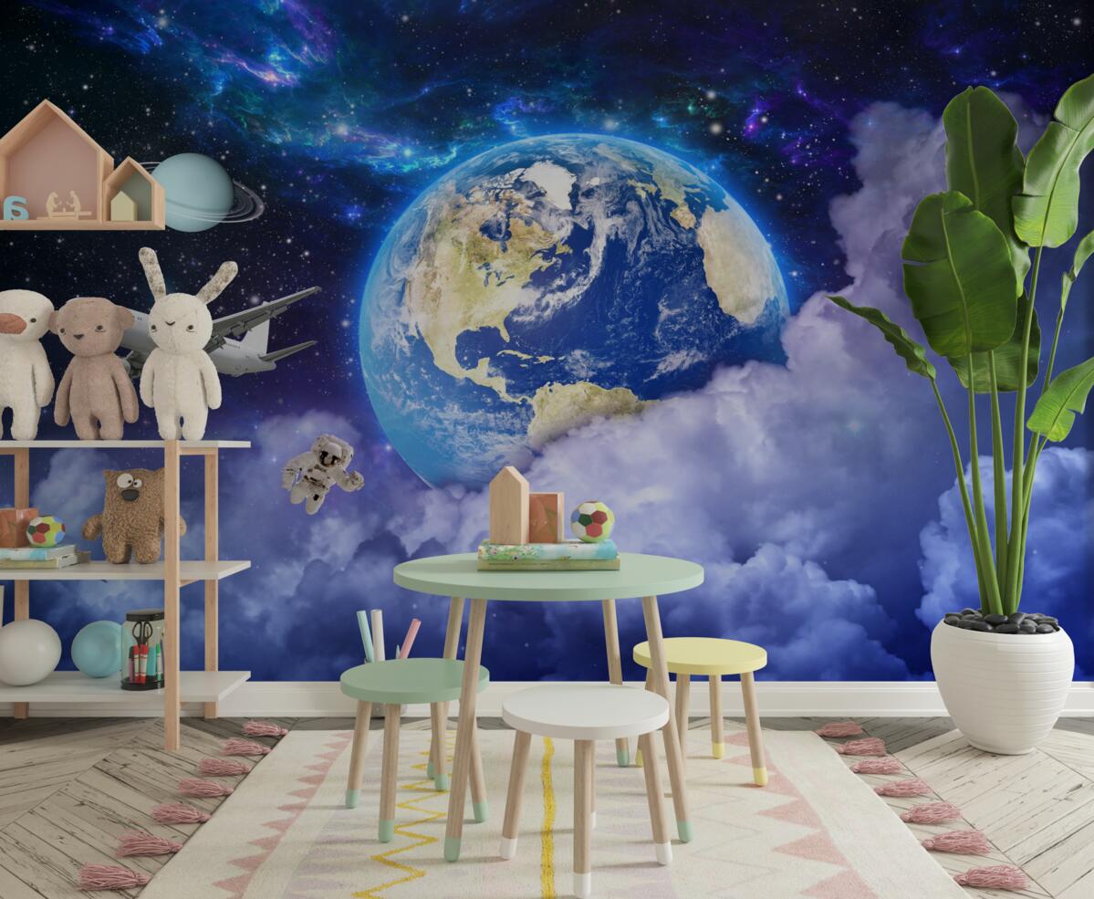 Fototapeta Samolot i astronauta w kosmosie