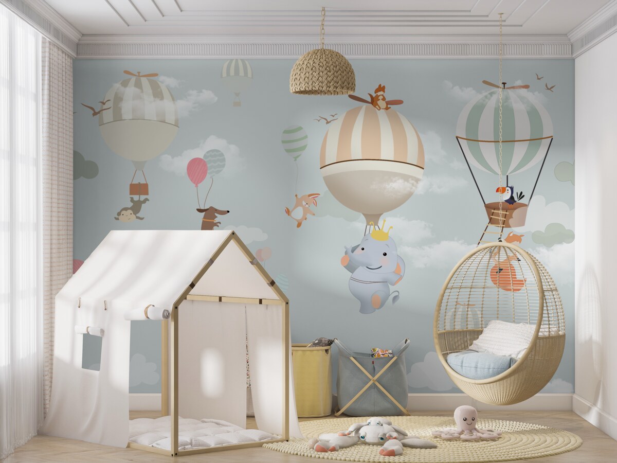 Fototapeta Zwierzęta wspinają się na balony i balony