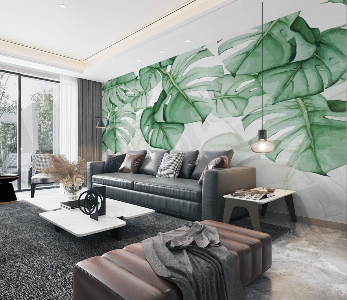 Fototapeta duże zielone liście