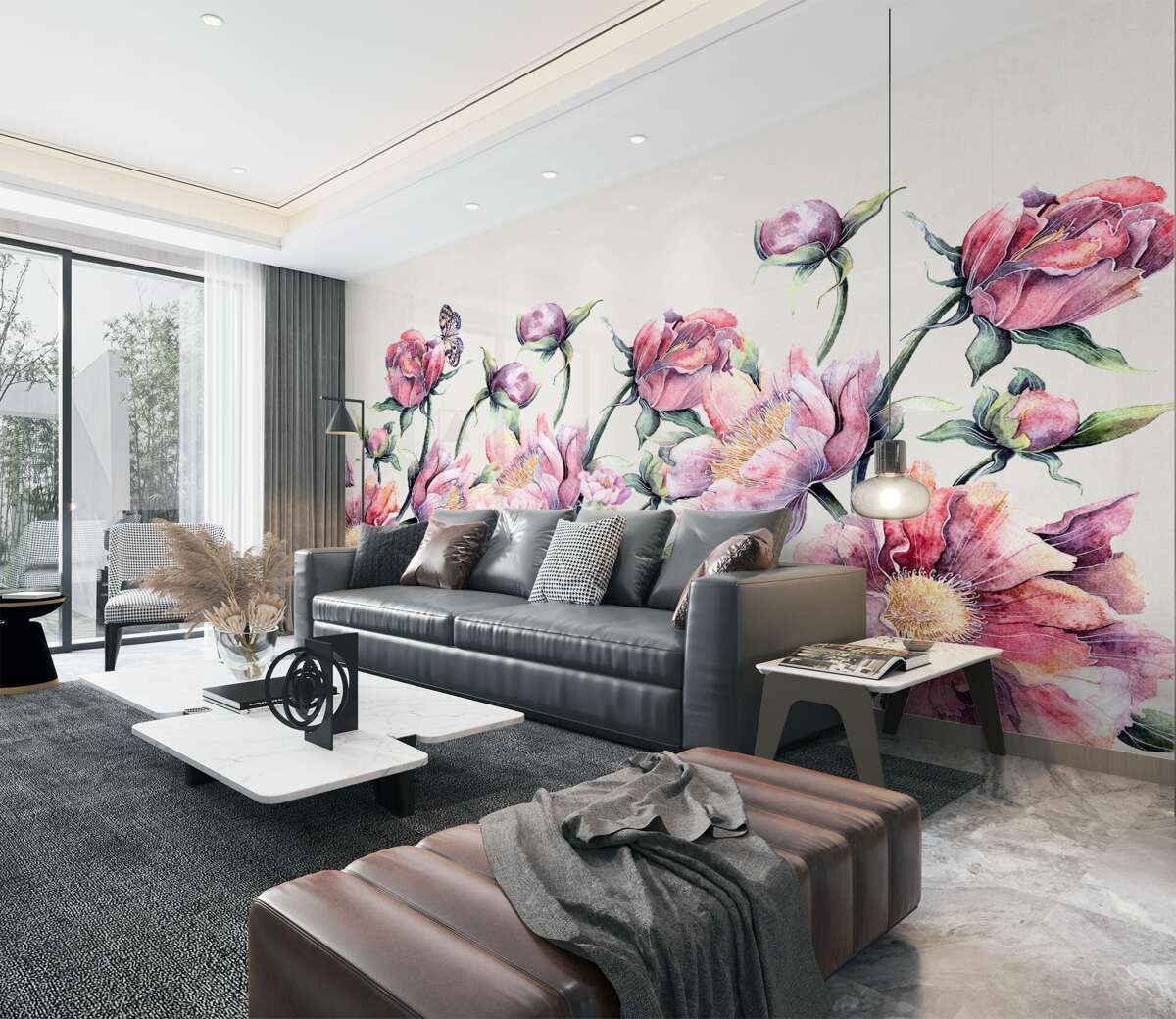 Fototapeta kwiaty w różnych odcieniach różu