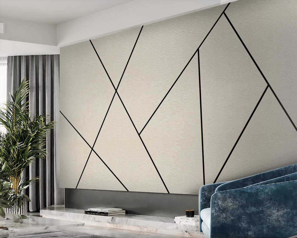 Fototapeta otwarta ściana i czarne proste linie