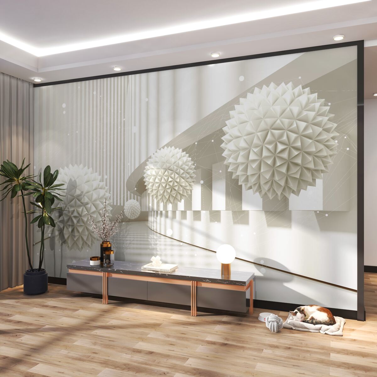 Fototapeta białe kulki wolumetryczne