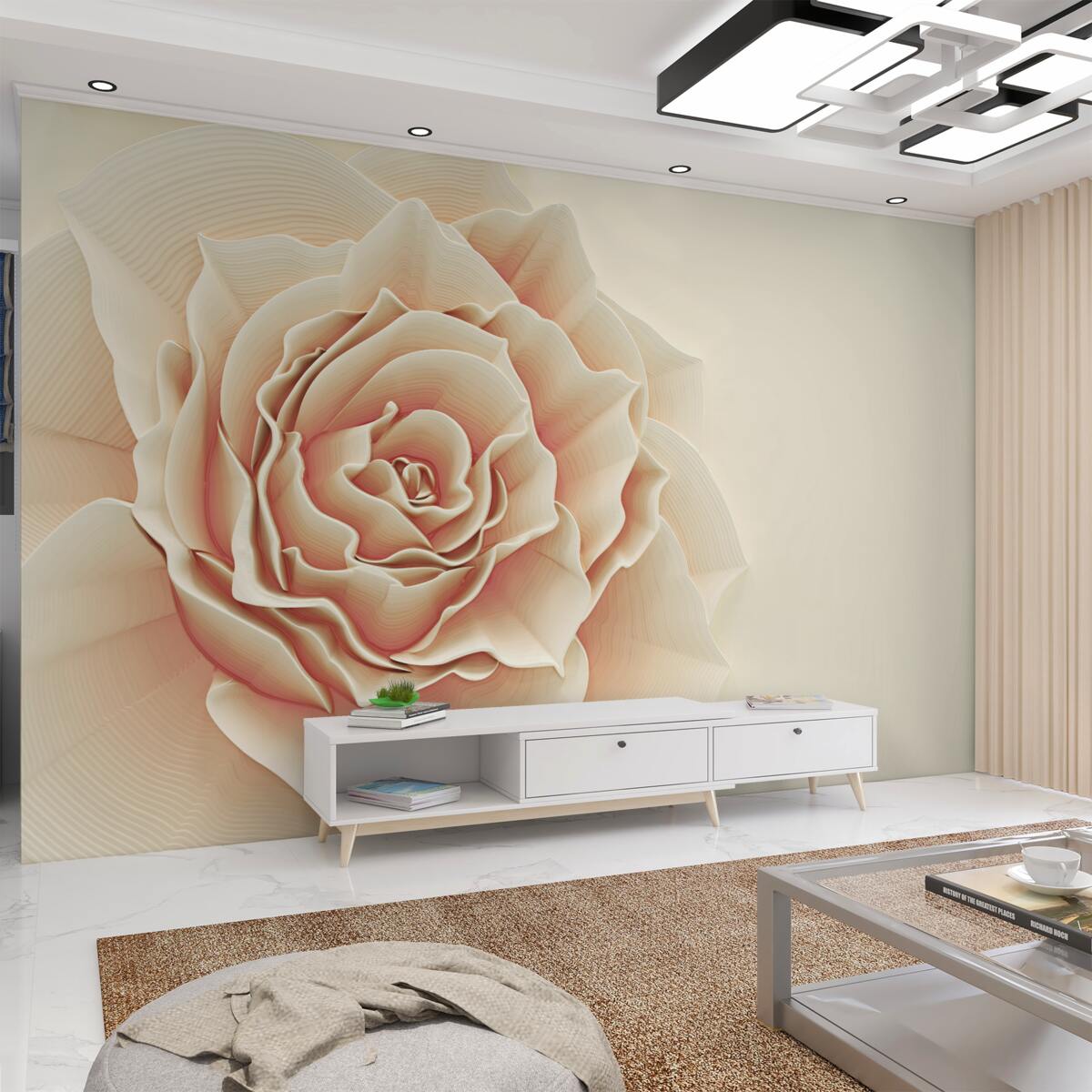 Fototapeta duża kremowa róża