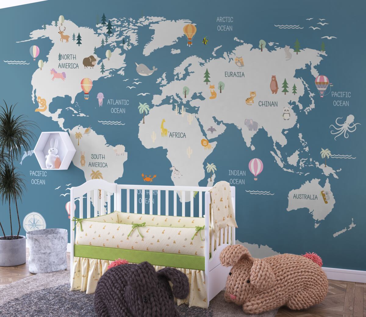 Fototapeta Minimalistyczna mapa świata