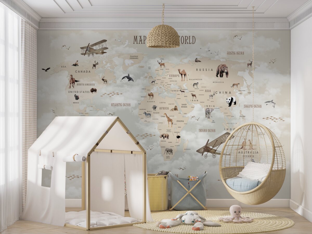 Fototapeta Mapa świata w odcieniach brązu